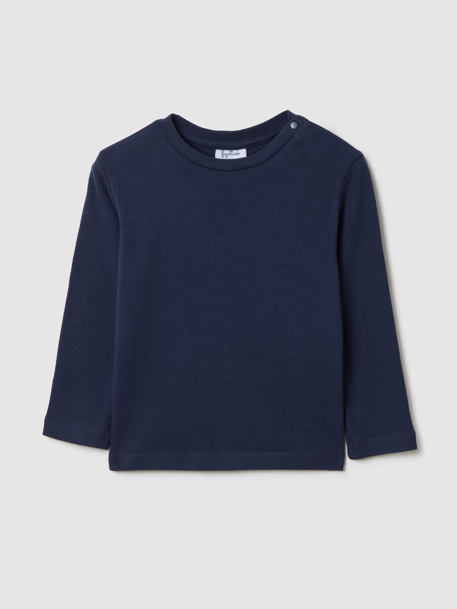 Long sleeve blue cotton shirt_0