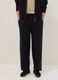 Black cotton blend regular fit trousers_1