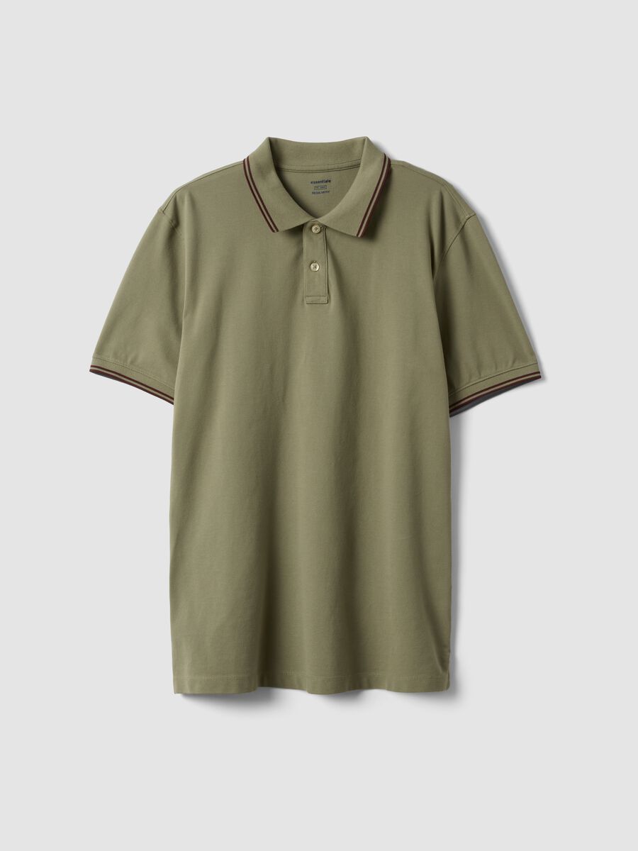 Green stretch cotton polo shirt, regular fit_0