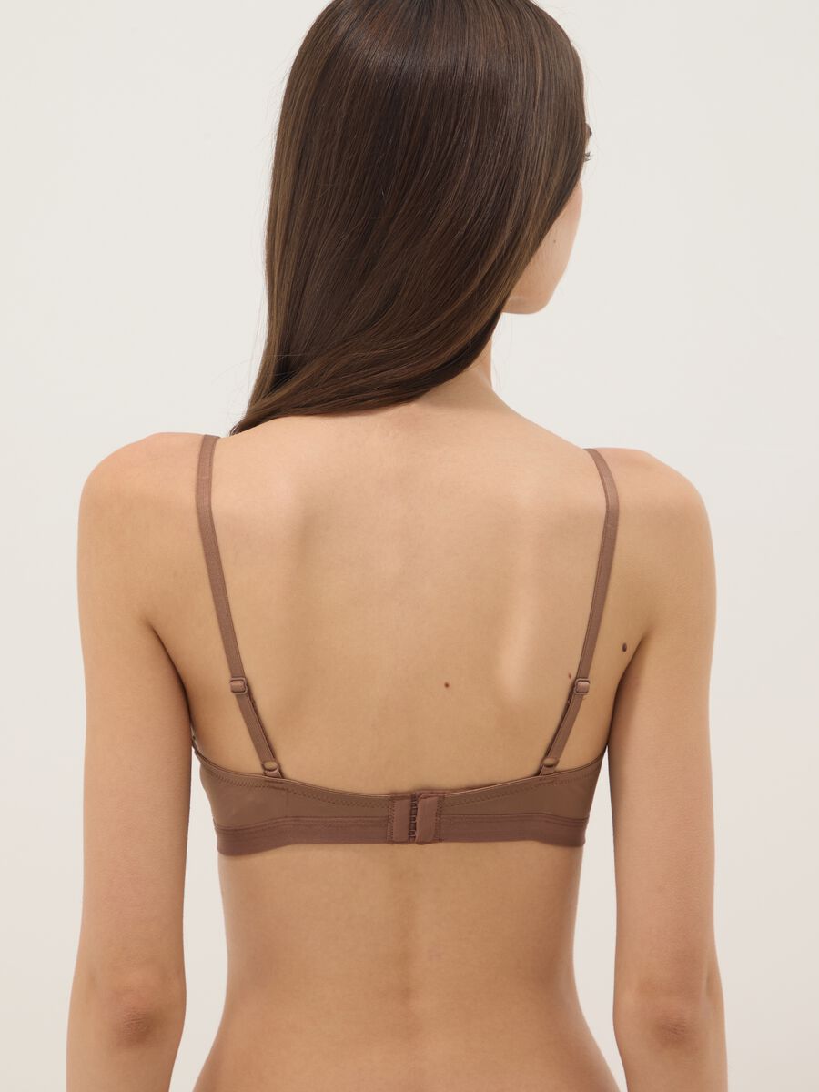 Beige triangle bra with removable padding in stretch fabric_2