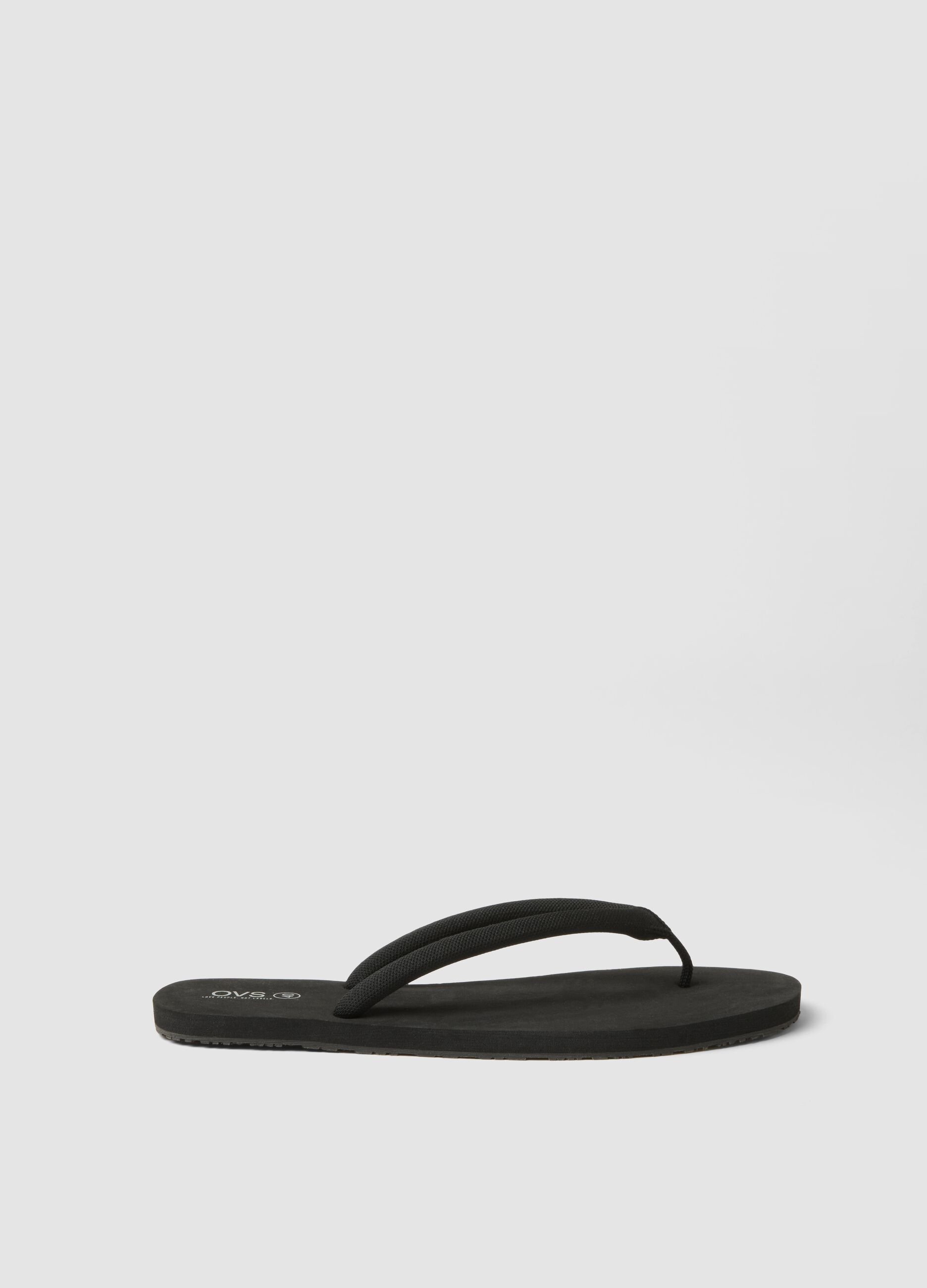 Black flip-flops with chunky straps