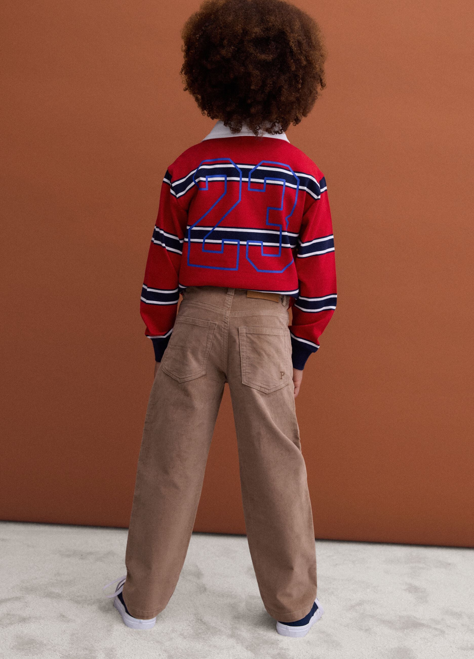 Brown regular-fit stretch cotton trousers