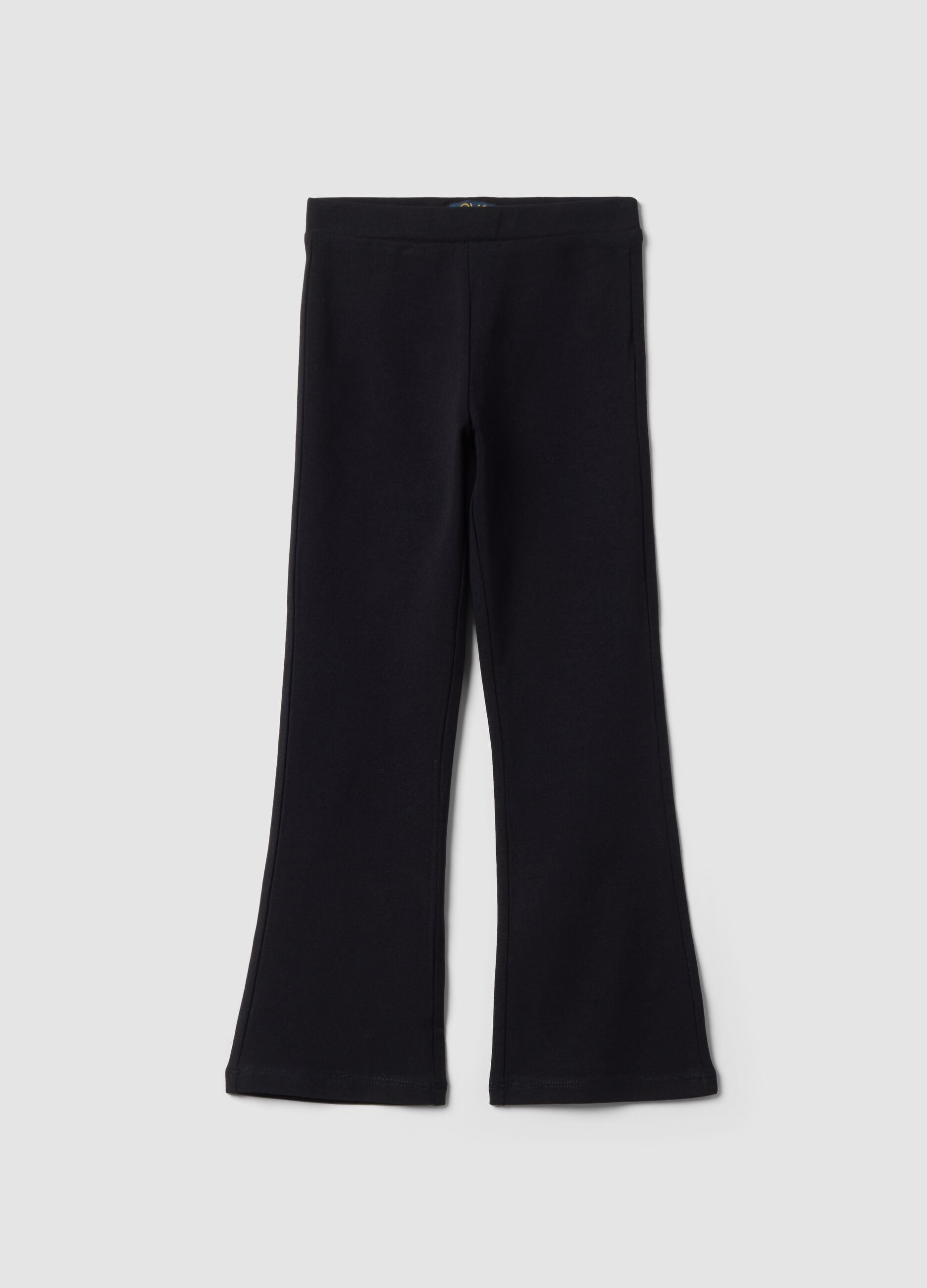 Black stretch cotton flared leggings for girls