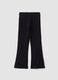 Black stretch cotton flared leggings for girls_0