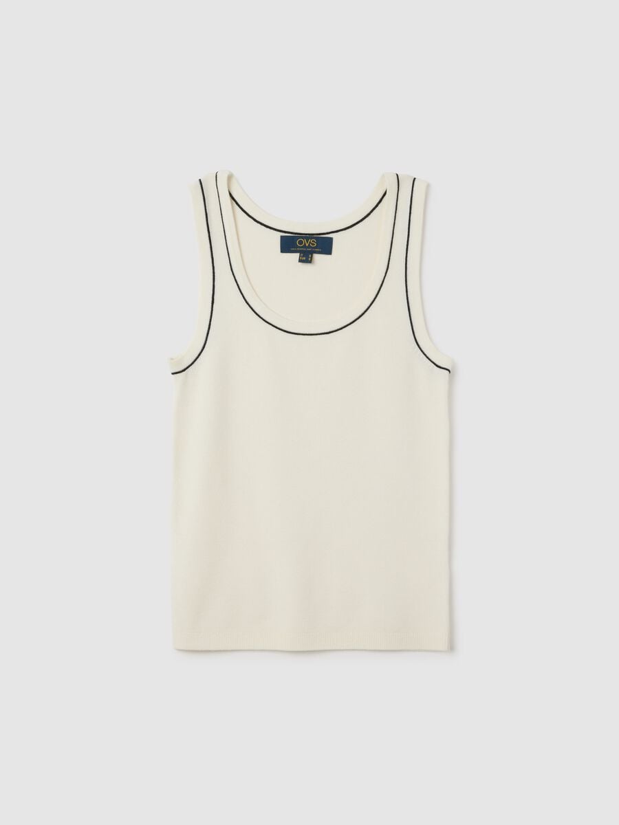 Women's white viscose blend top, regular fit_4