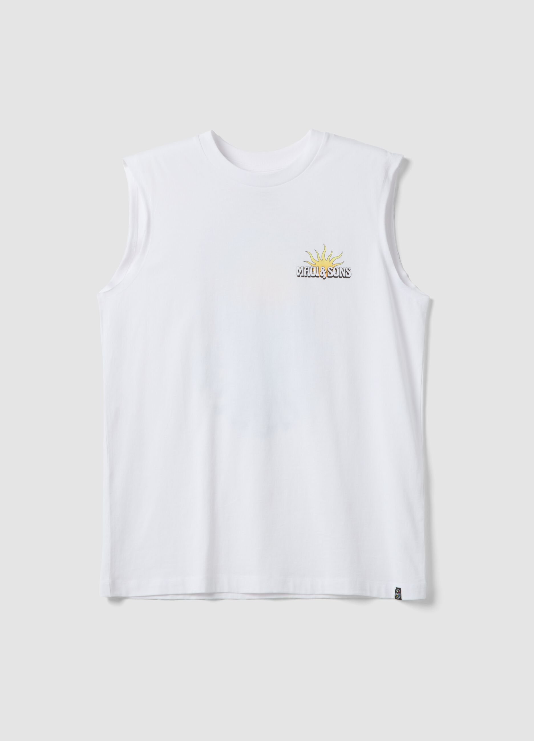 White pure cotton regular-fit vest with print