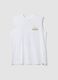 White pure cotton regular-fit vest with print_4