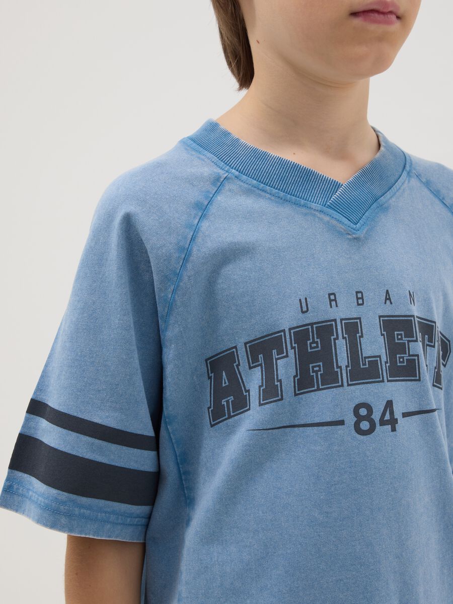 Boys' blue pure cotton regular fit t-shirt with print_1