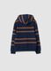 Navy and brown pure cotton fleece hoodie, relaxed fit_1