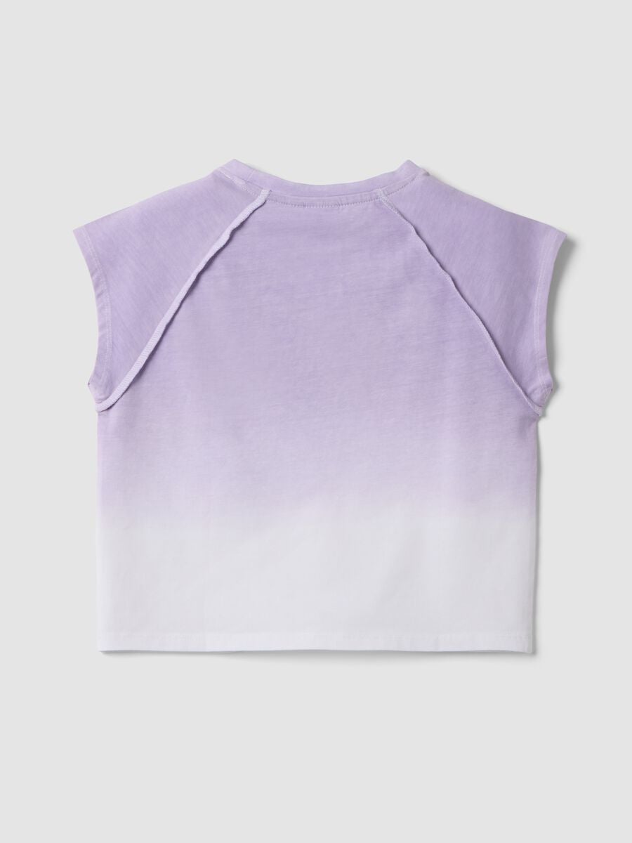 T-shirt viola a maniche corte in cotone elasticizzato per bambina regular fit_1