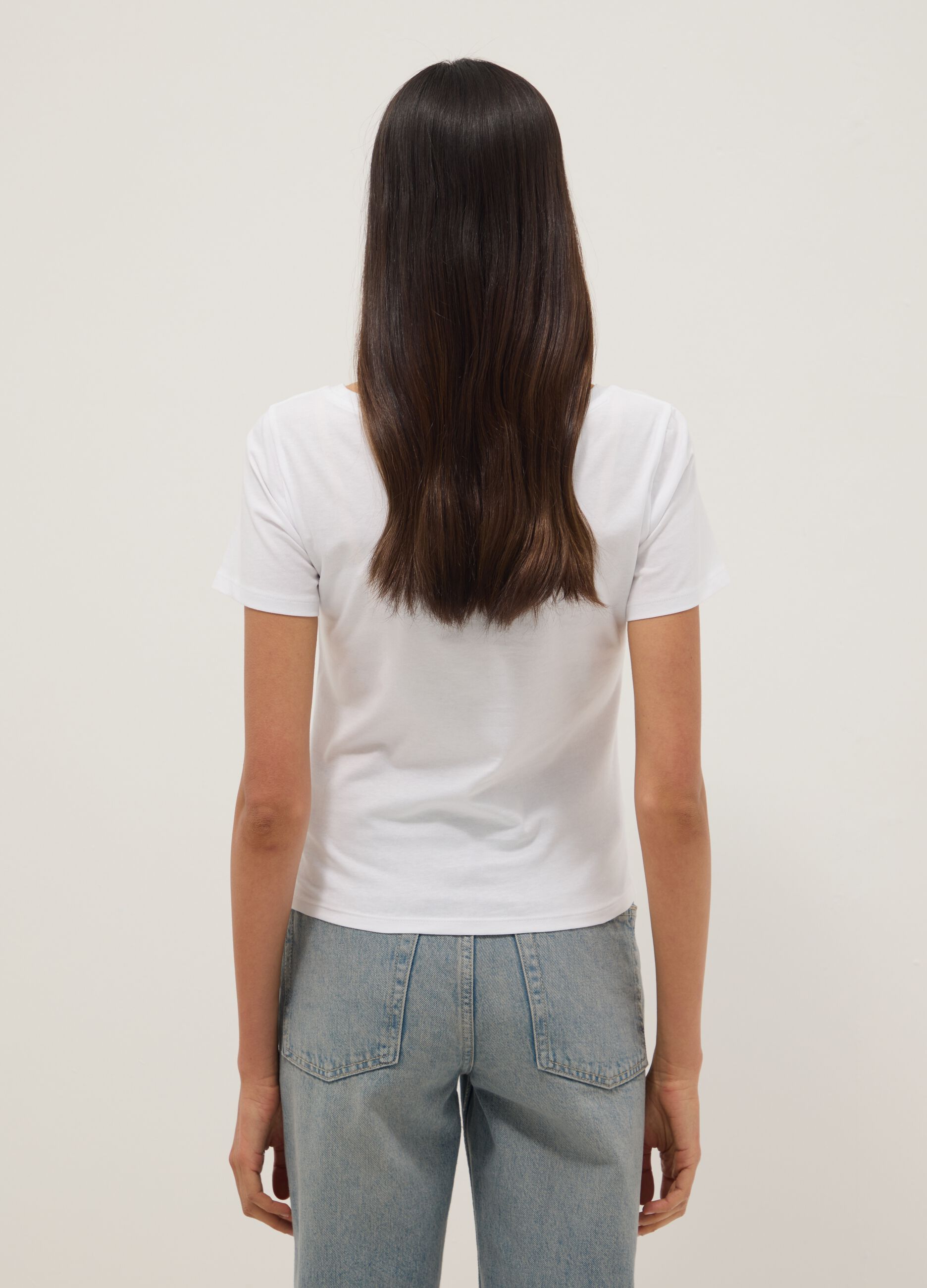 White pure cotton short-sleeved T-shirt