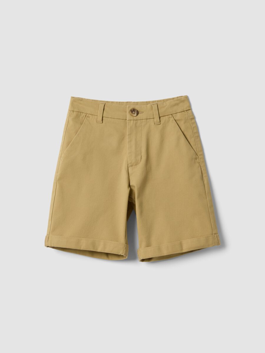 Beige stretch cotton chino shorts_0
