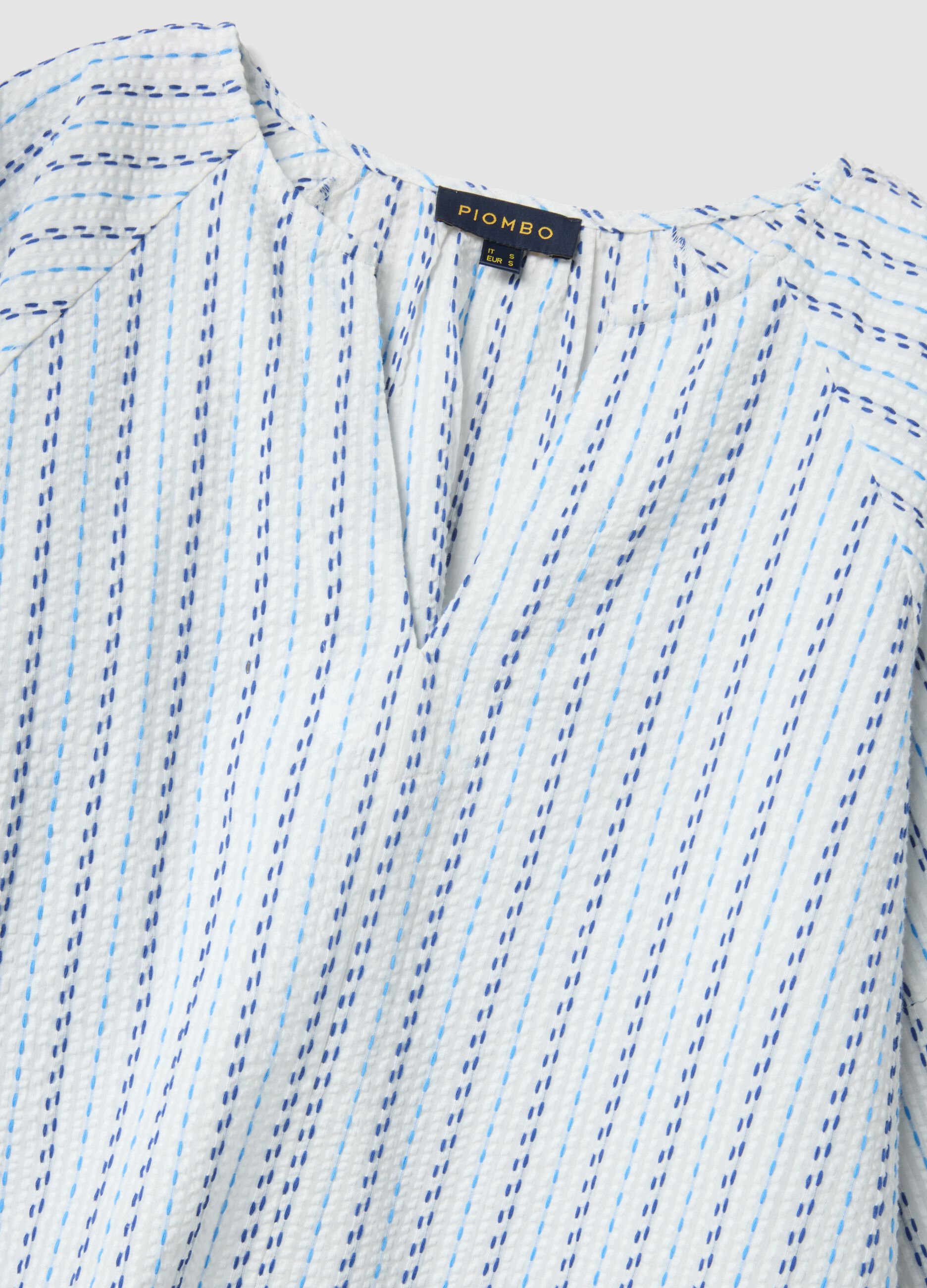 Camisa blanca de algod&oacute;n puro a rayas