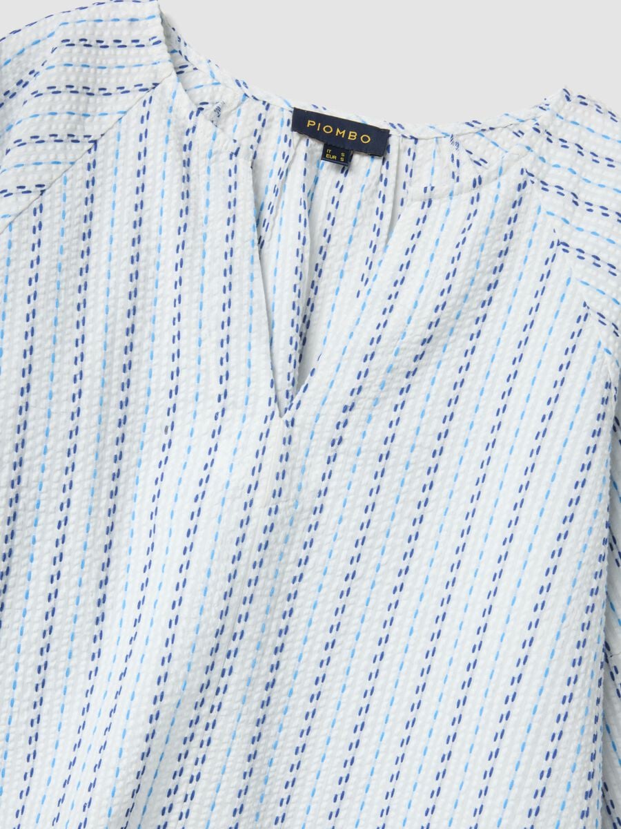 Weisse Hemdbluse aus reiner Baumwolle mit Streifen_5