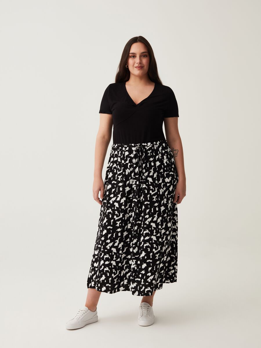 Curvy midi skirt with animal print_0