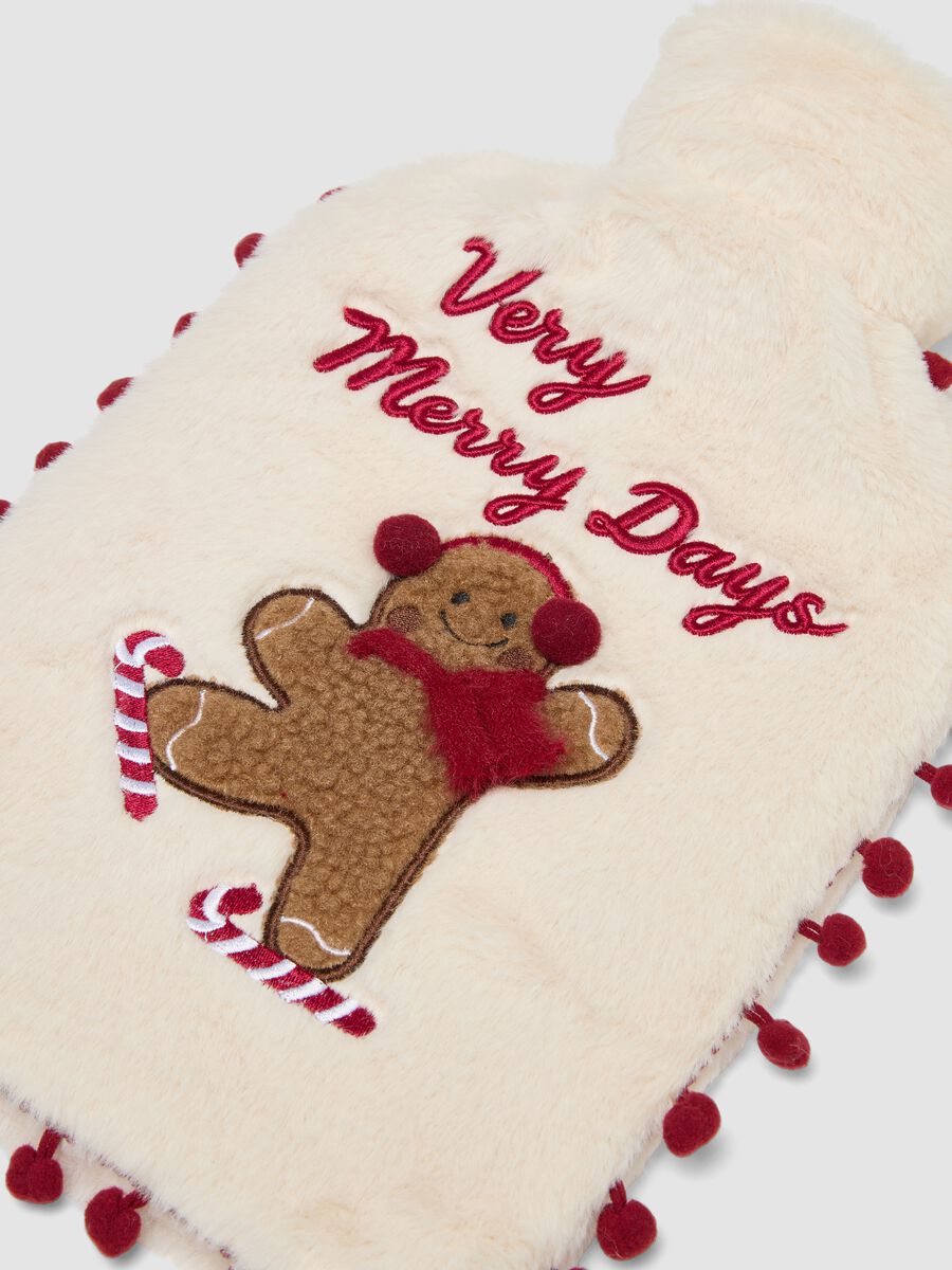 Soft white hot water bottle with Christmas embroidery_2