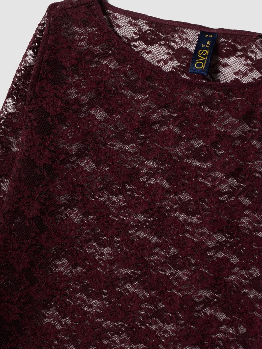 Maglia viola in tessuto elasticizzato con pizzo regular fit_1