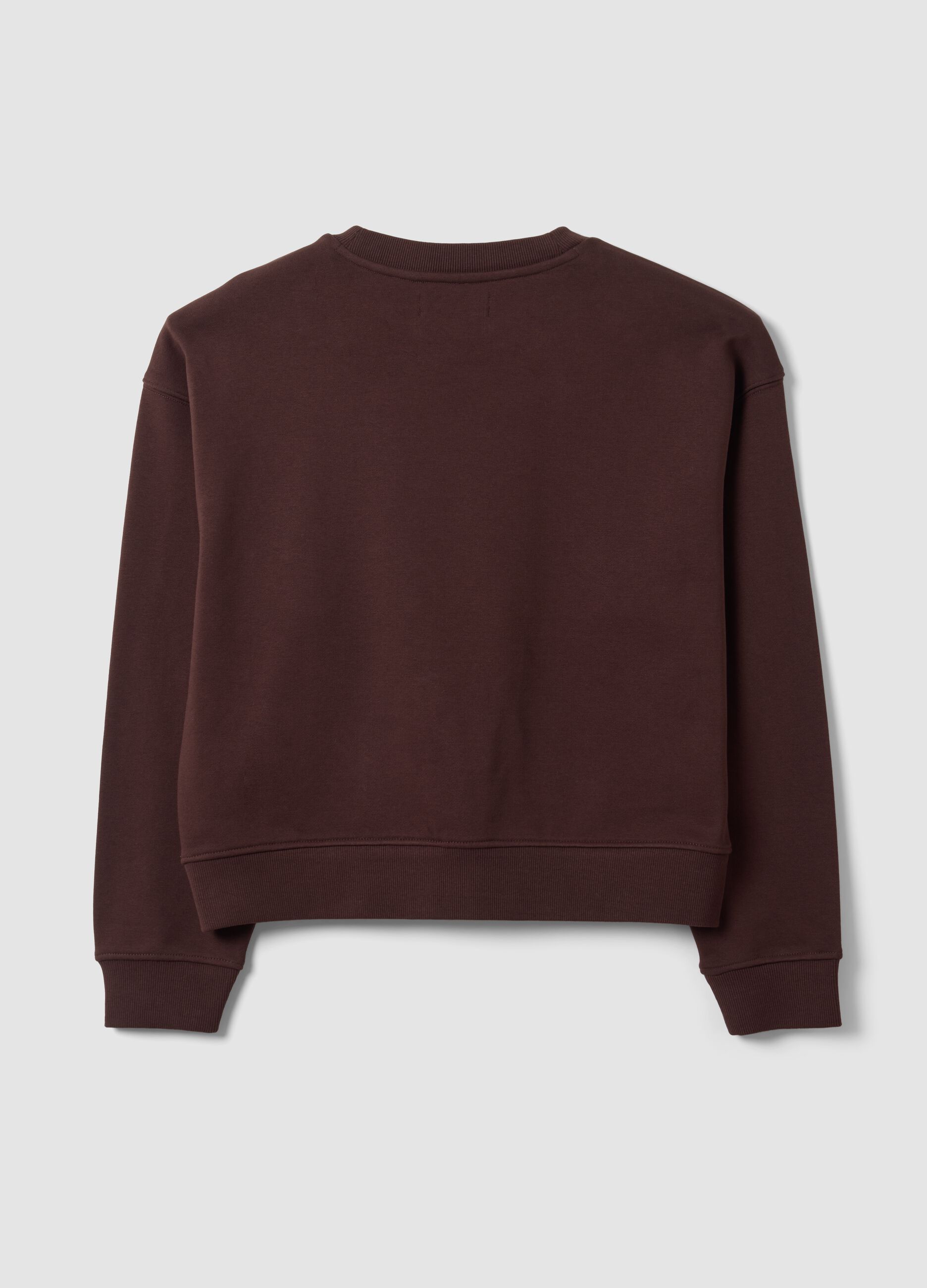 Brown cotton-blend crew-neck sweatshirt, regular fit