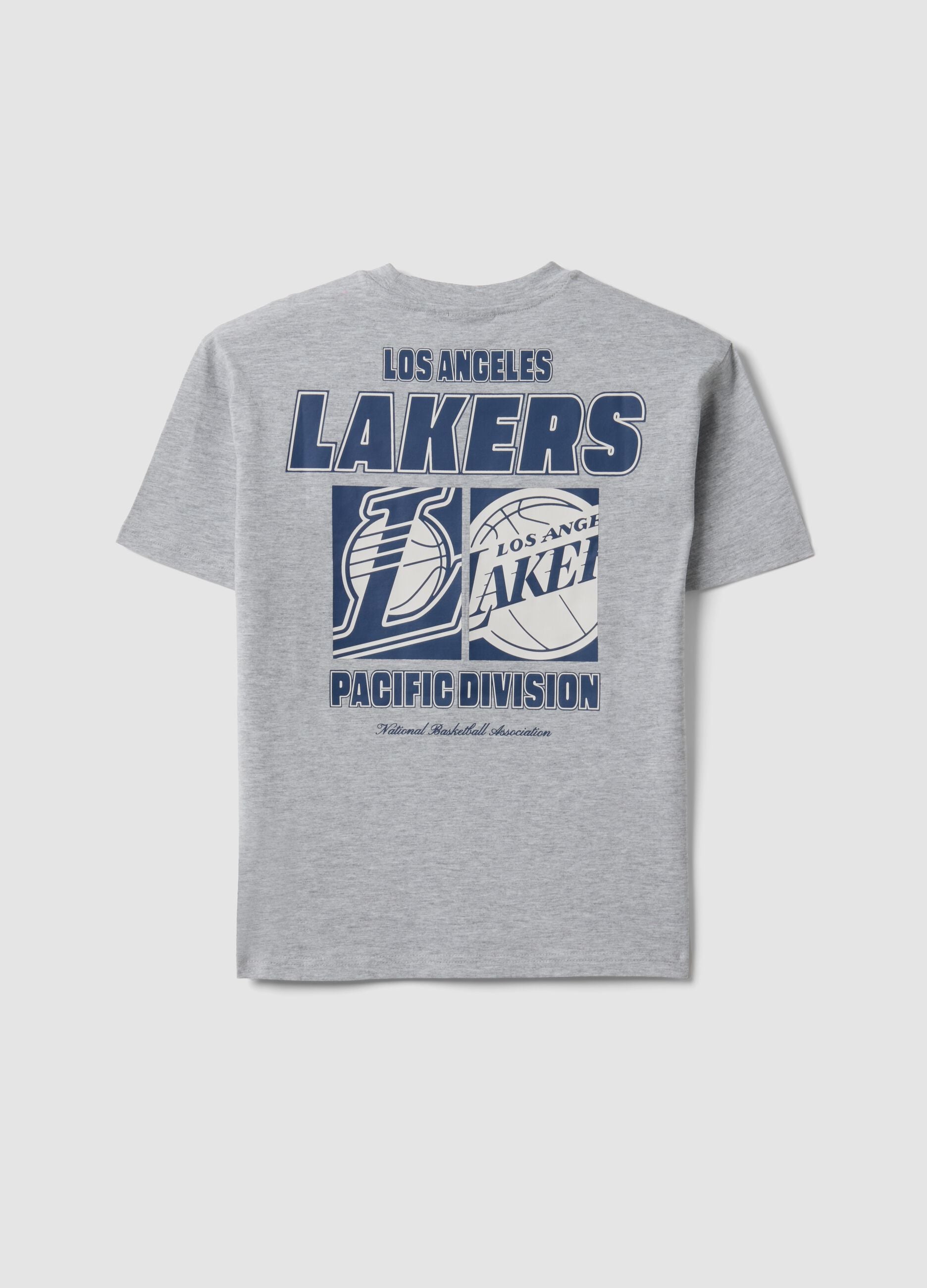 T-shirt cinzenta de algod&atilde;o puro com estampado Lakers para rapaz