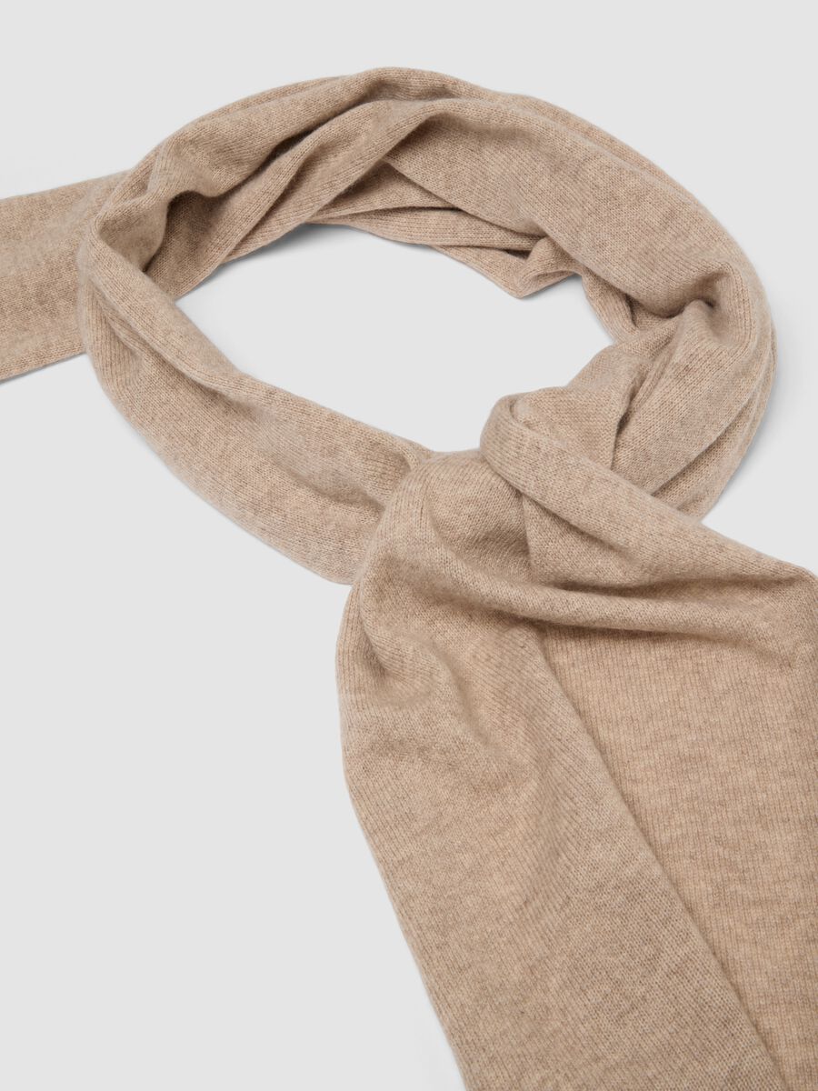 Sciarpa beige in misto lana, cashmere e viscosa_1