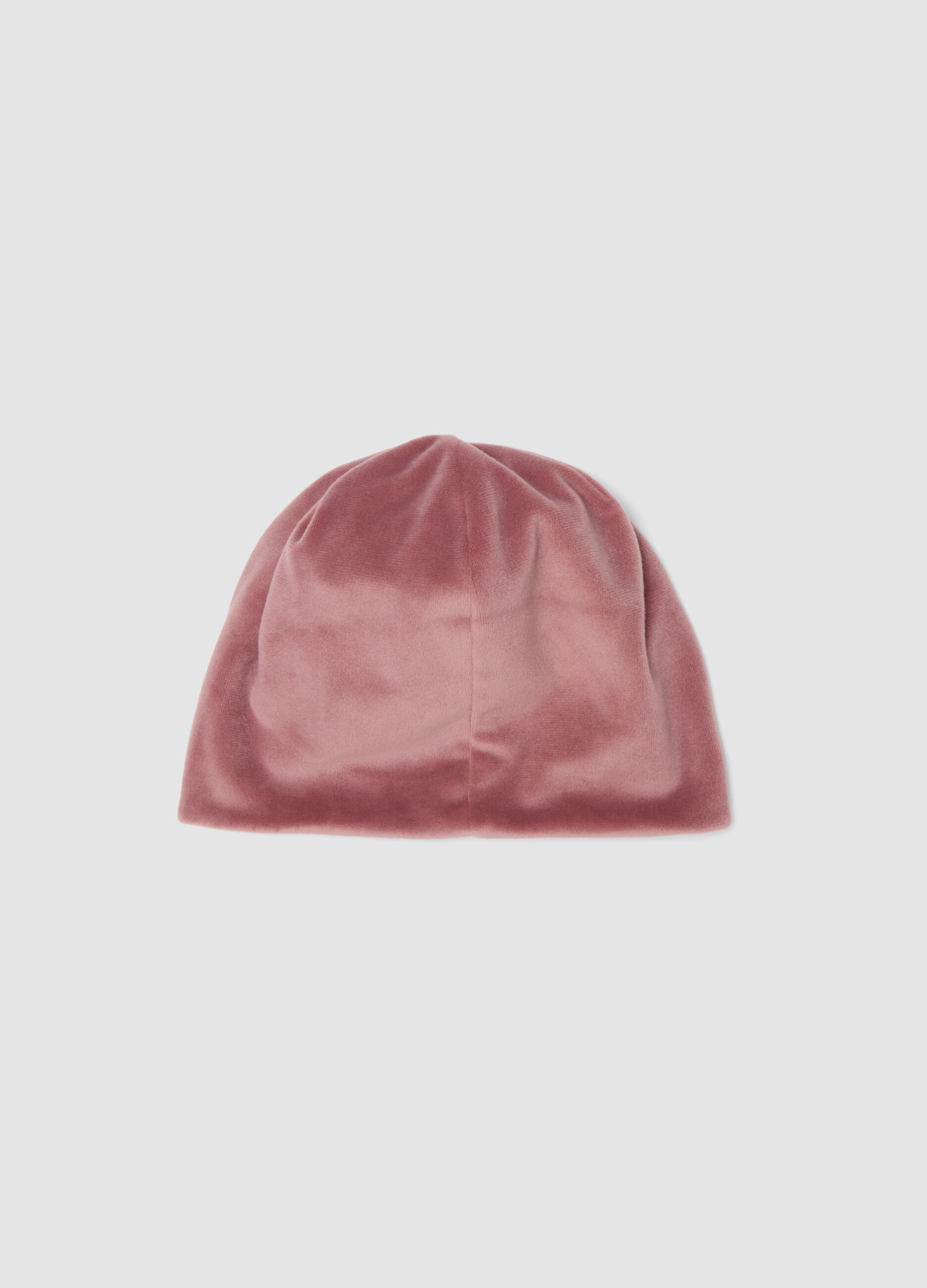 Gorro rosa em jersey de algod&atilde;o org&acirc;nico com bordado da Minnie para beb&eacute; menina