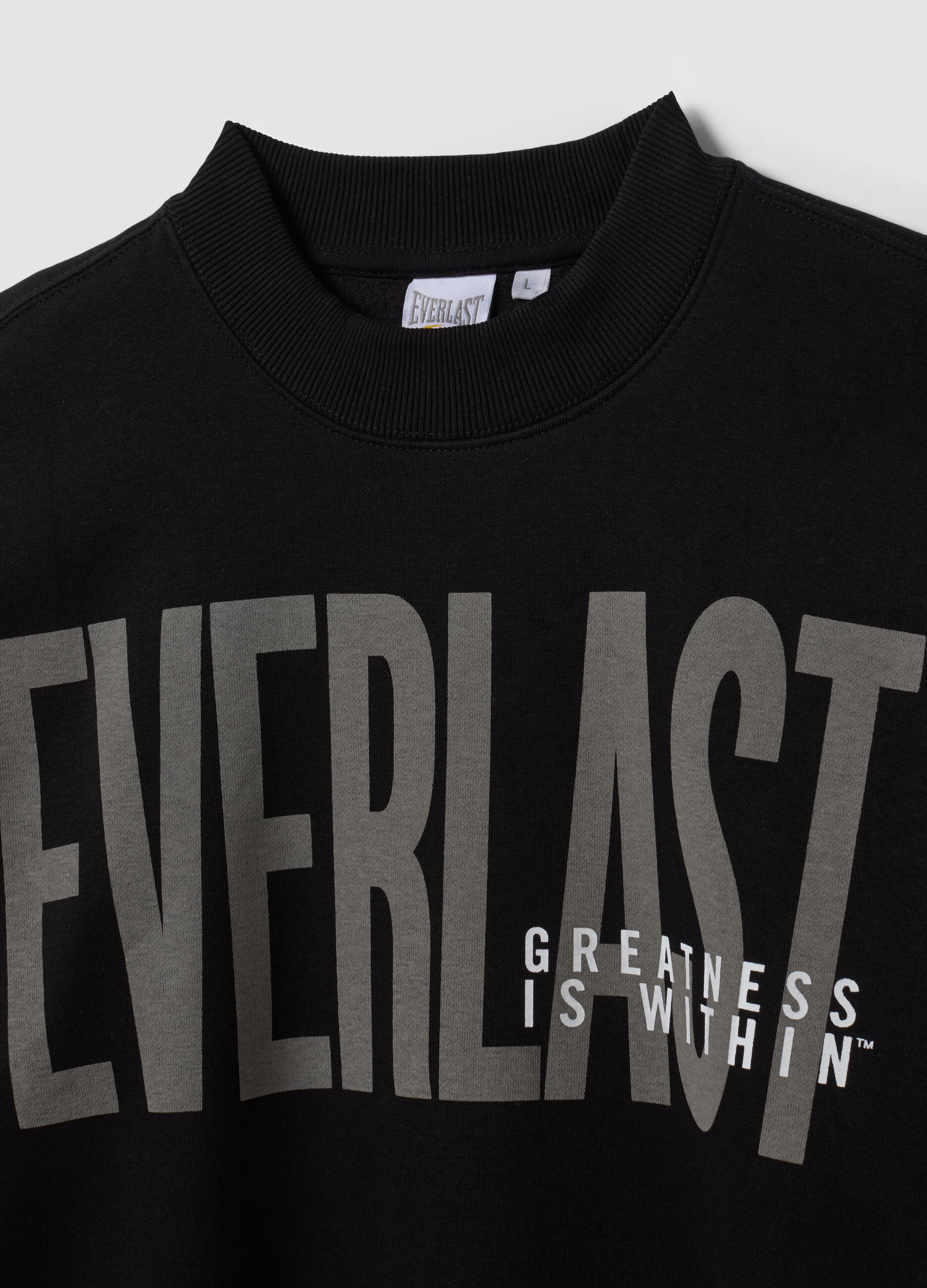 Sweatshirt preta em mistura de algod&atilde;o com log&oacute;tipo frontal