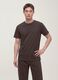 Brown mercerised pure cotton regular-fit crew-neck T-shirt_0