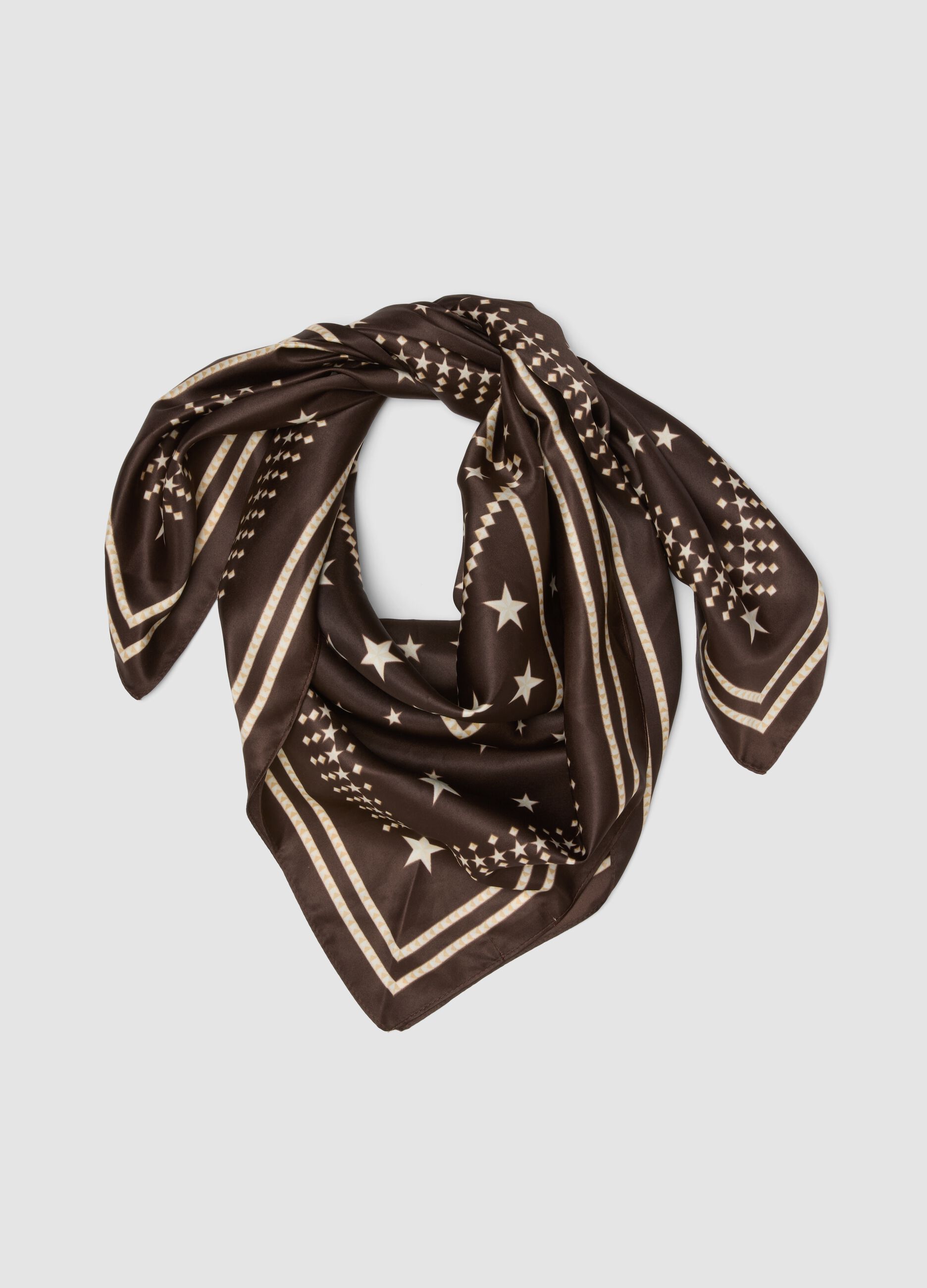 Brown scarf with star print