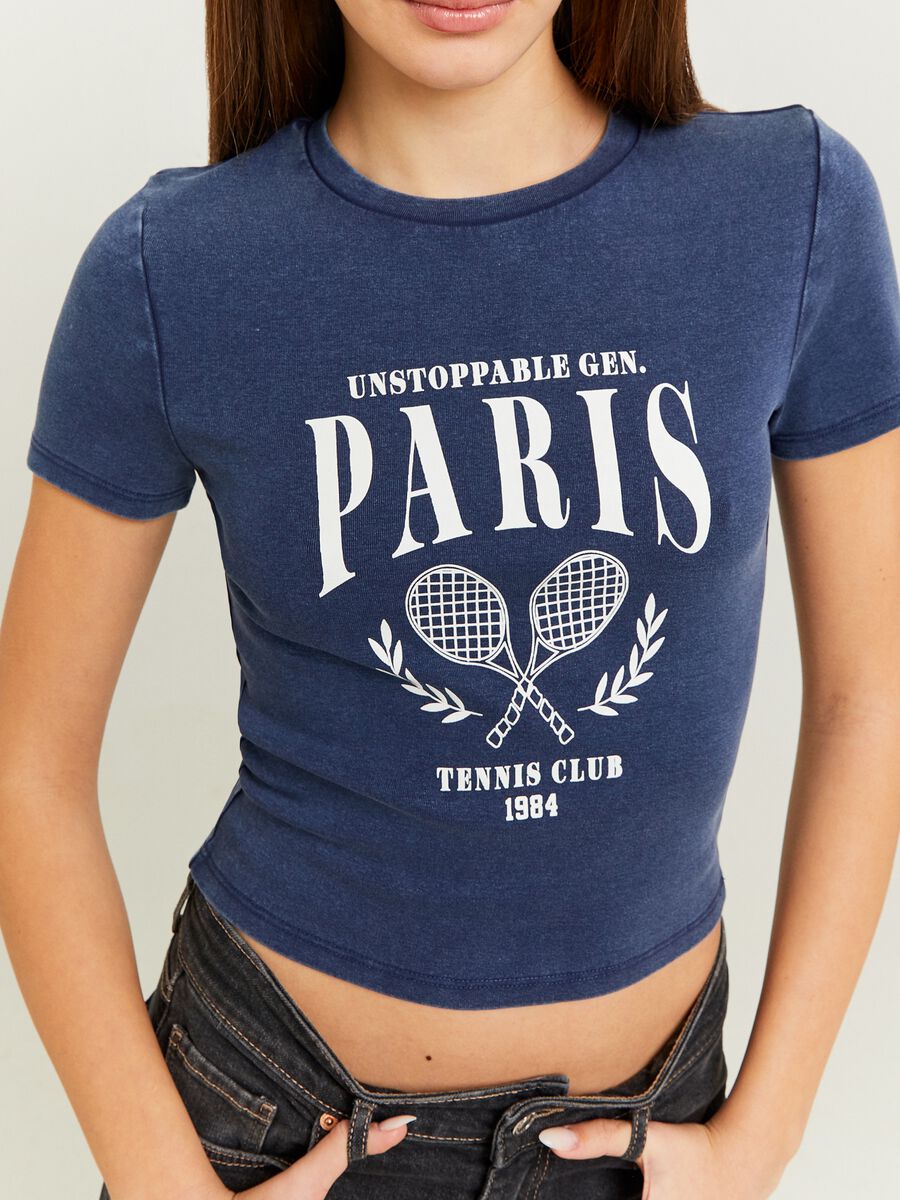 T-shirt girocollo con stampa tennis_2