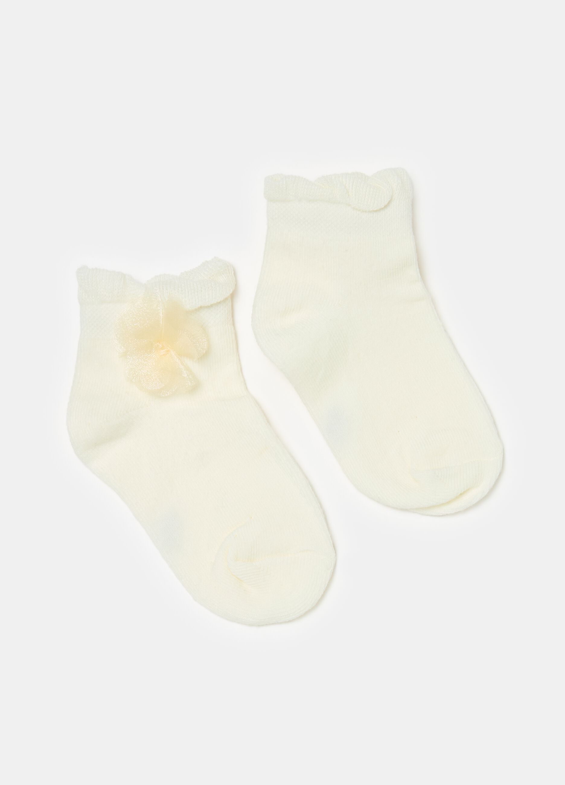Short socks in organic cotton with flower