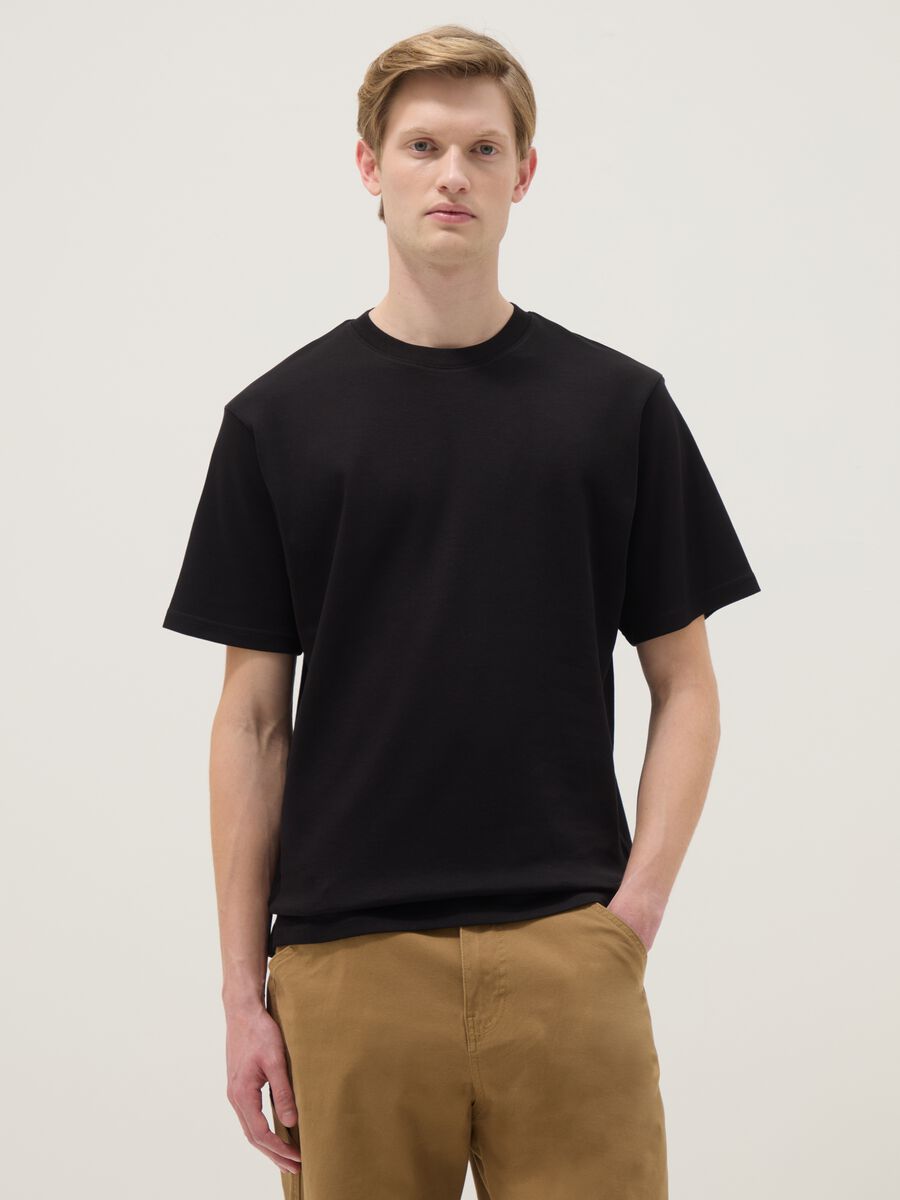 Relaxed Fit Black Pure Cotton Short Sleeve T-Shirt_0