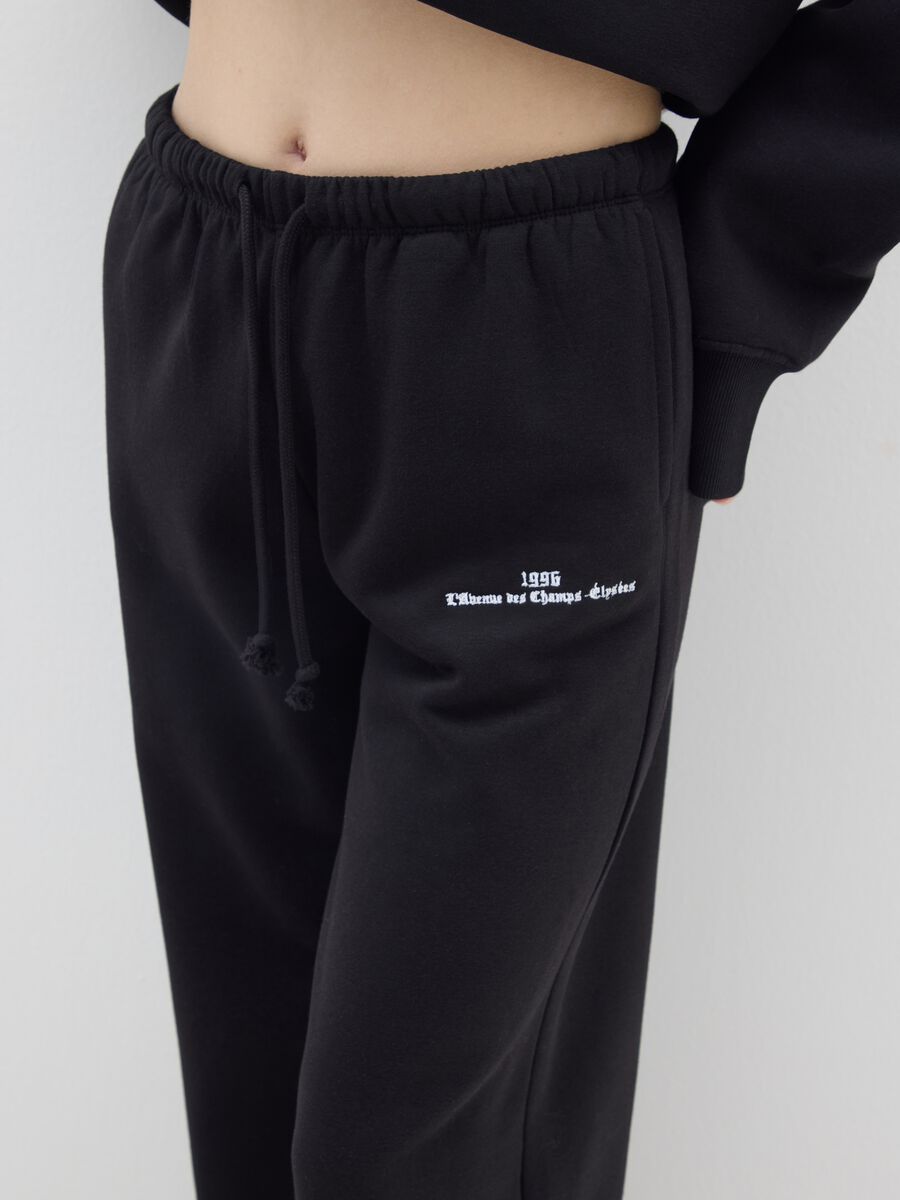 Black cotton blend trousers with regular fit_2