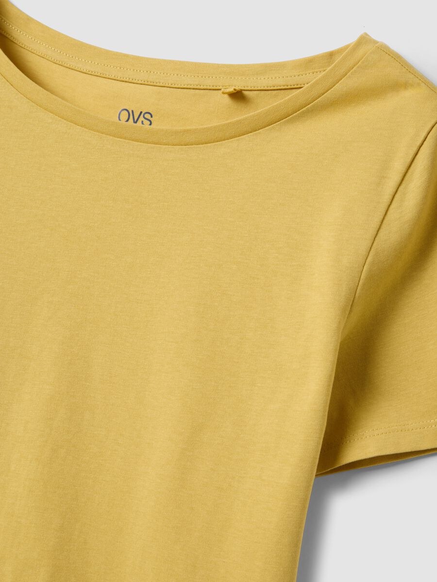 Camiseta amarilla de algod&oacute;n puro de manga corta_5