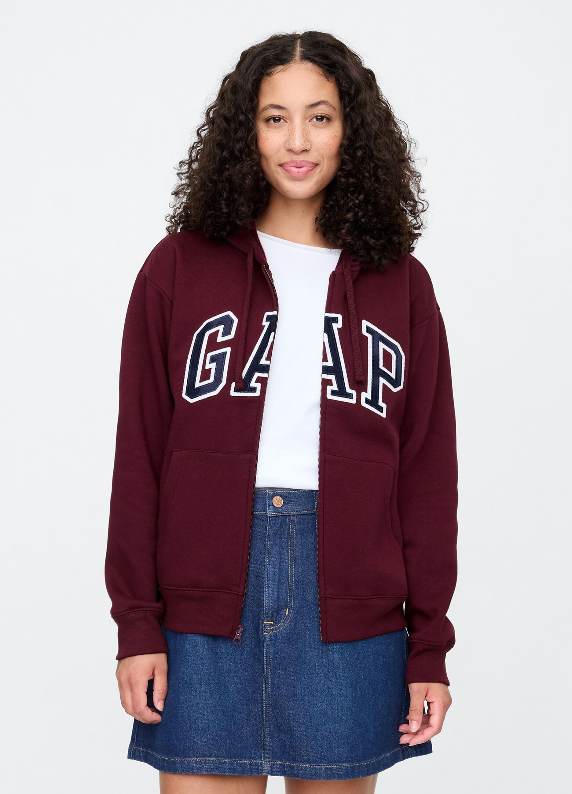 GAP logo zip-up hooded sweatshirt in cotton blend