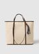 Bolsa de ombro bege de algod&atilde;o puro com al&ccedil;as resistentes_0