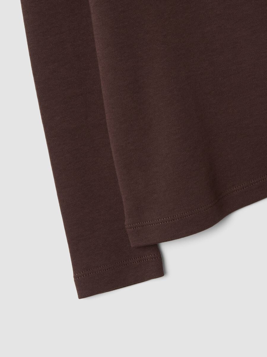 Brown long-sleeve high-neck T-shirt in pure organic cotton_2
