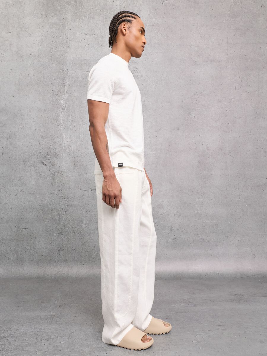 100% Linen Wide-Leg Trousers White_3