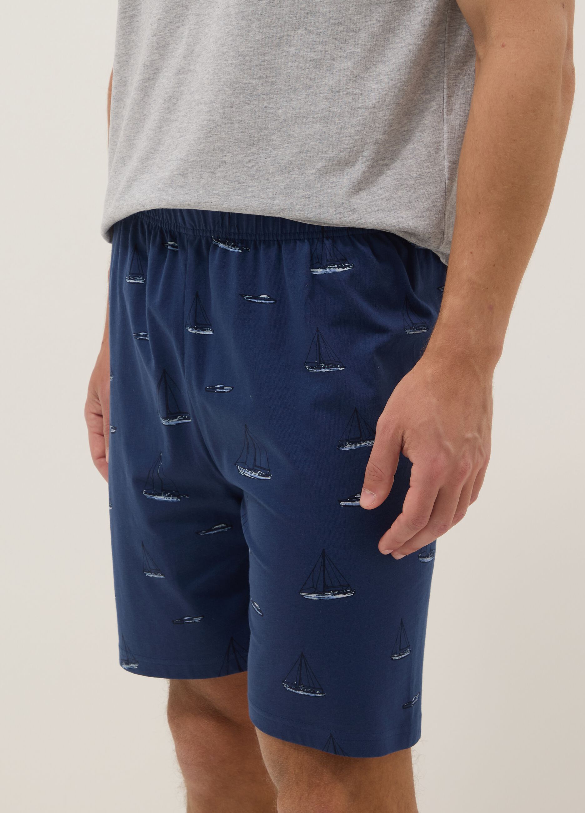 Multicoloured regular fit pyjamas in pure organic cotton with prints