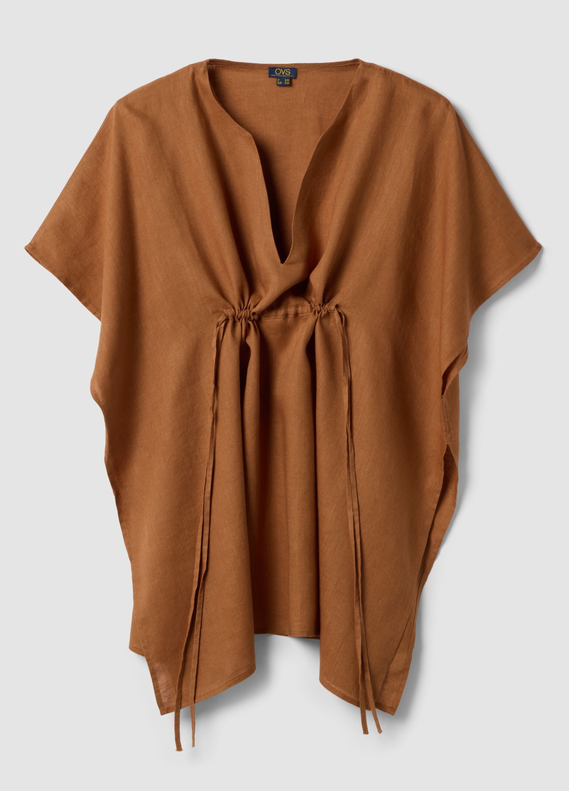 Caftan marron en pur lin