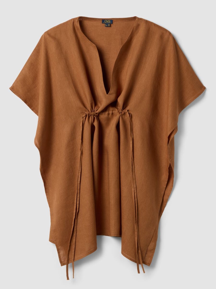 Brown pure linen kaftan_4