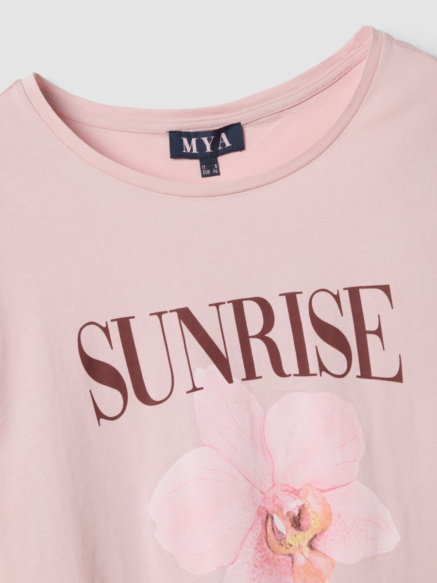 T-shirt rosa in puro cotone con stampa regular fit_1