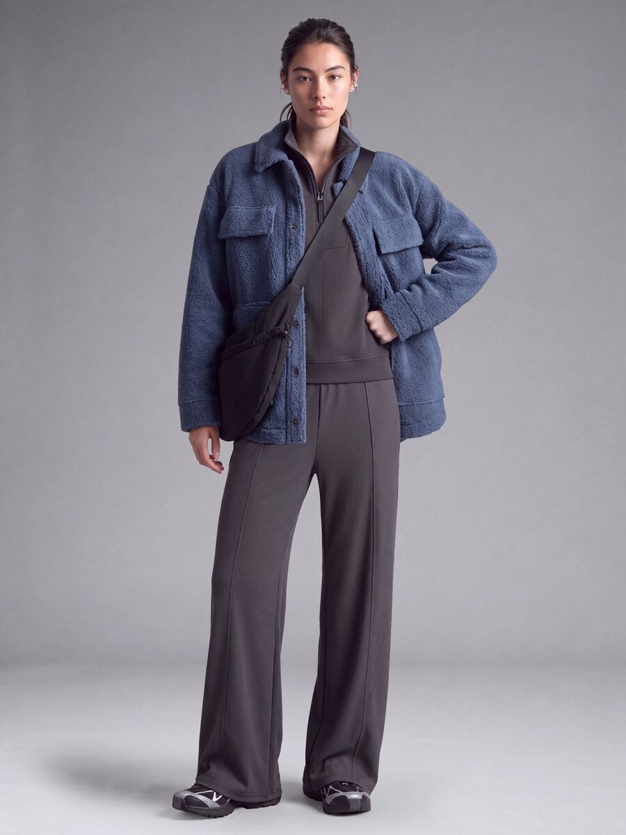 Blue sherpa shacket with buttons, relaxed fit &ndash; ALTAVIA STUDIO_1