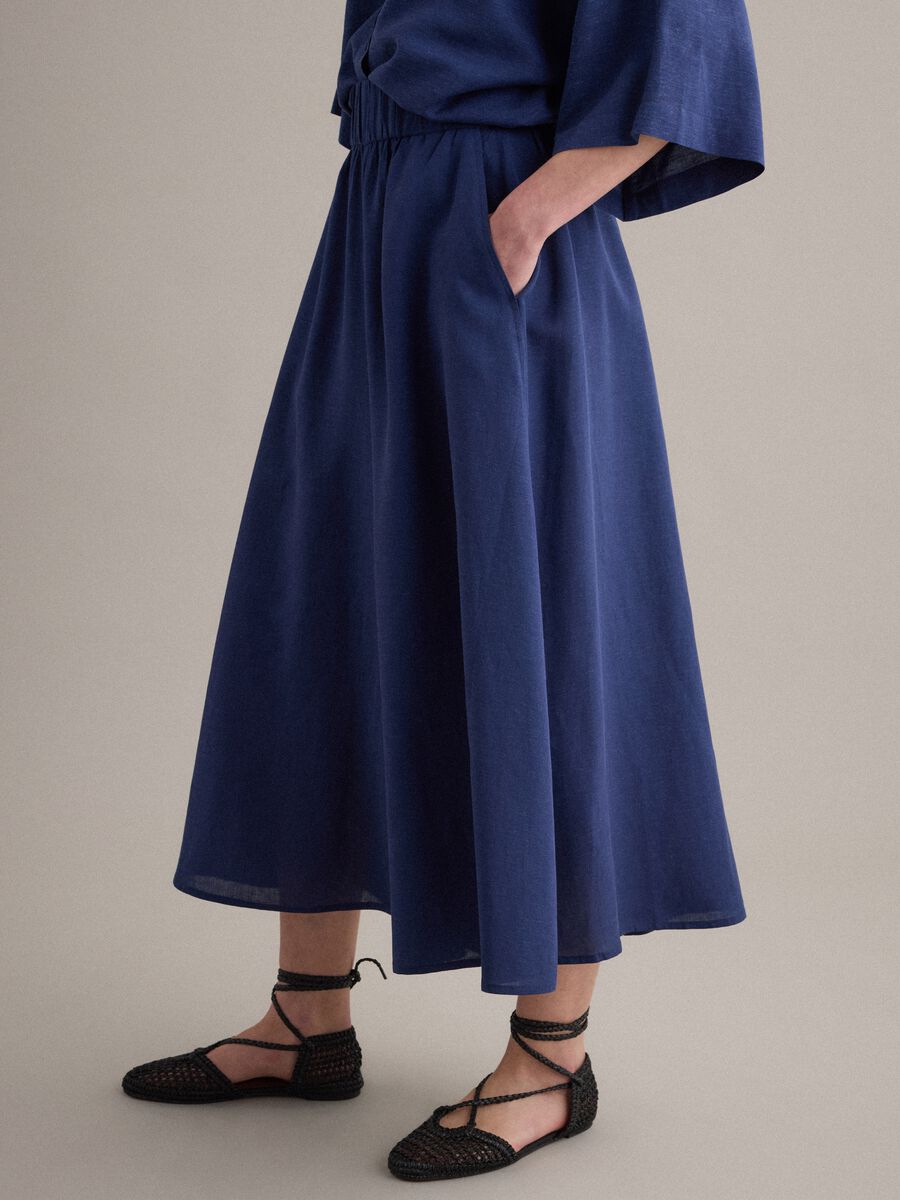 Multicoloured striped skirt in a viscose-linen blend_3