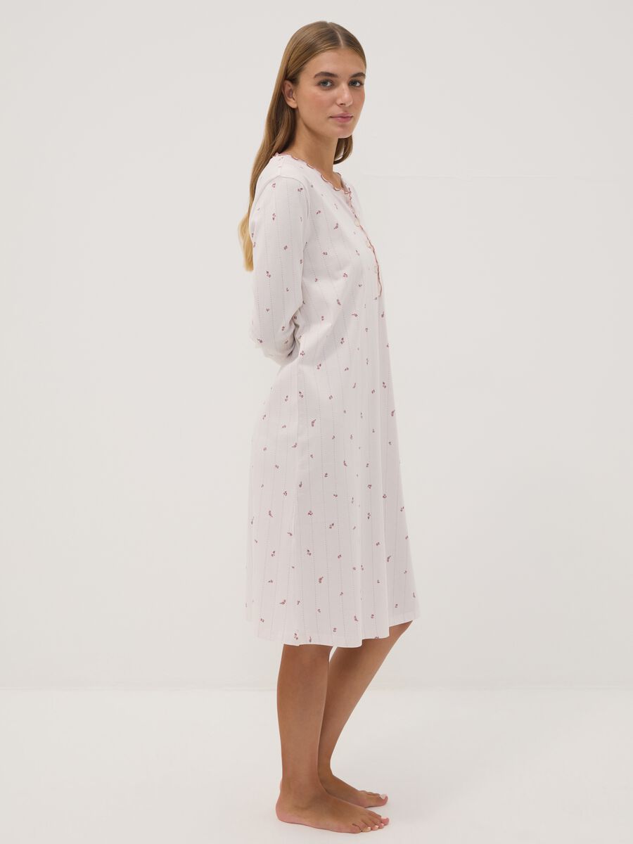 Pink pure organic cotton nightdress with round neckline_1