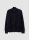 Blue cotton-blend cardigan with collar, regular fit_0