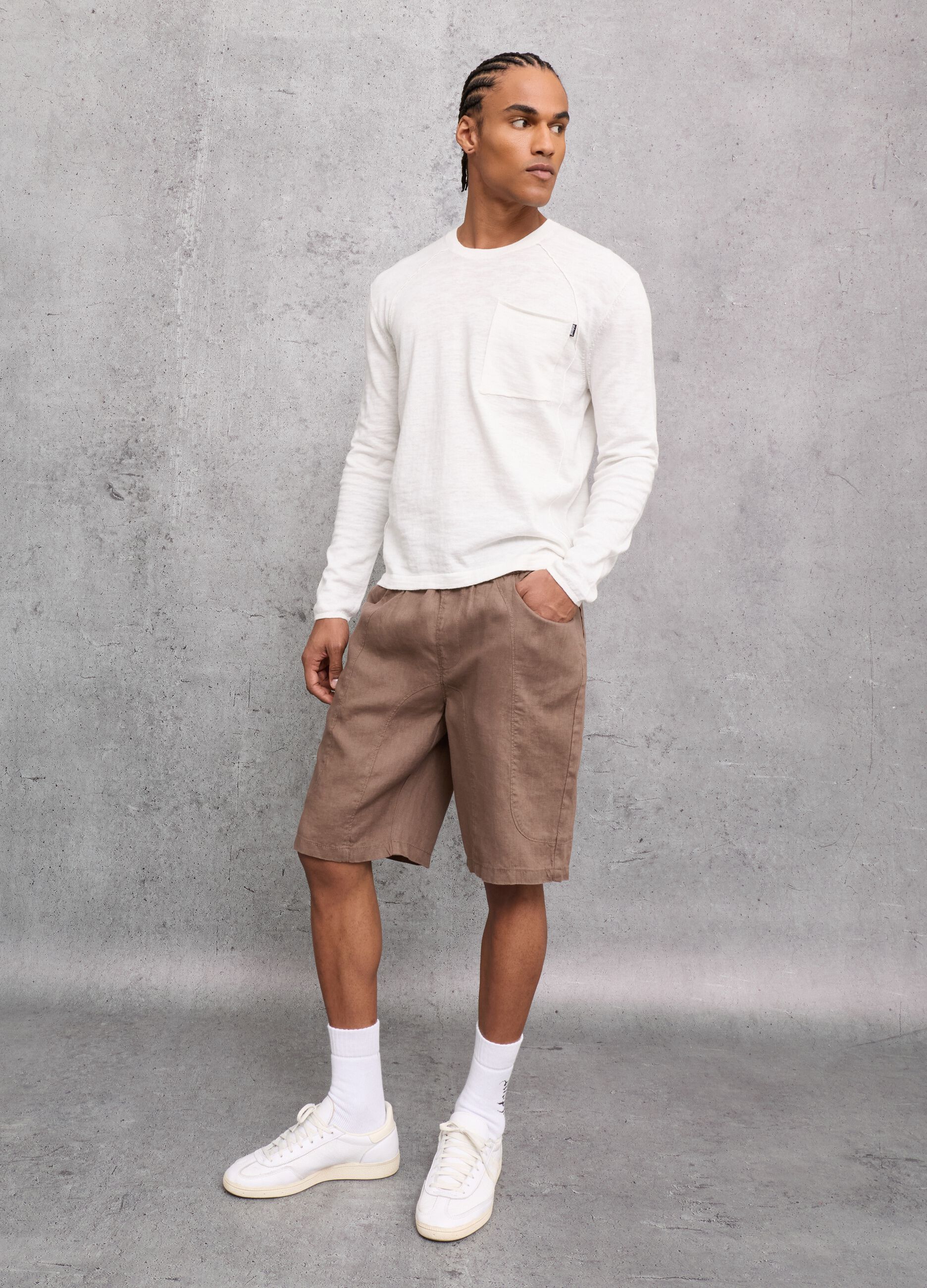Short 100 % lin couleur moka