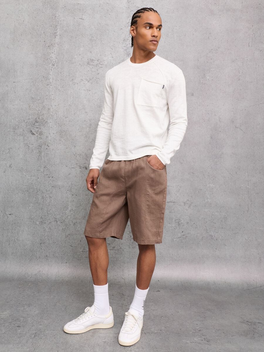 100% Linen Shorts in Mocha_6