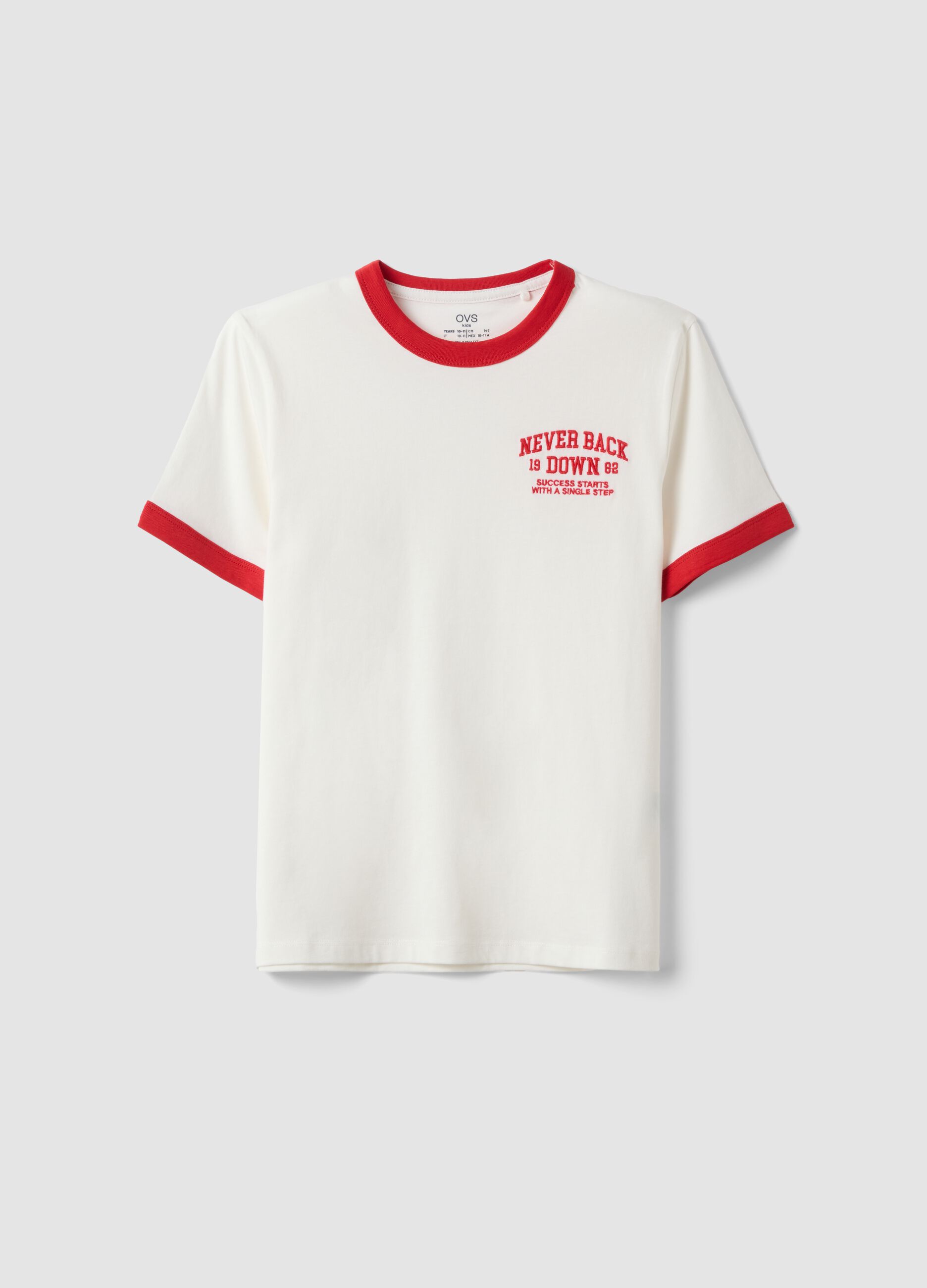 White pure organic cotton T-shirt with print, relaxed fit, for boys