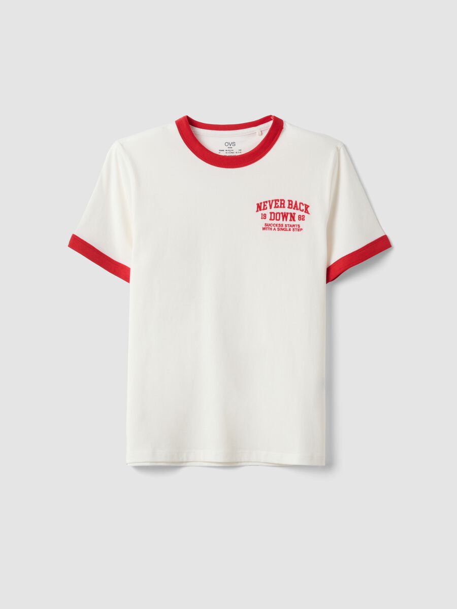 White pure organic cotton T-shirt with print, relaxed fit, for boys_3