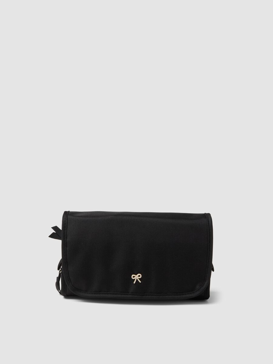 Black travel toiletry bag with hanging hook_0